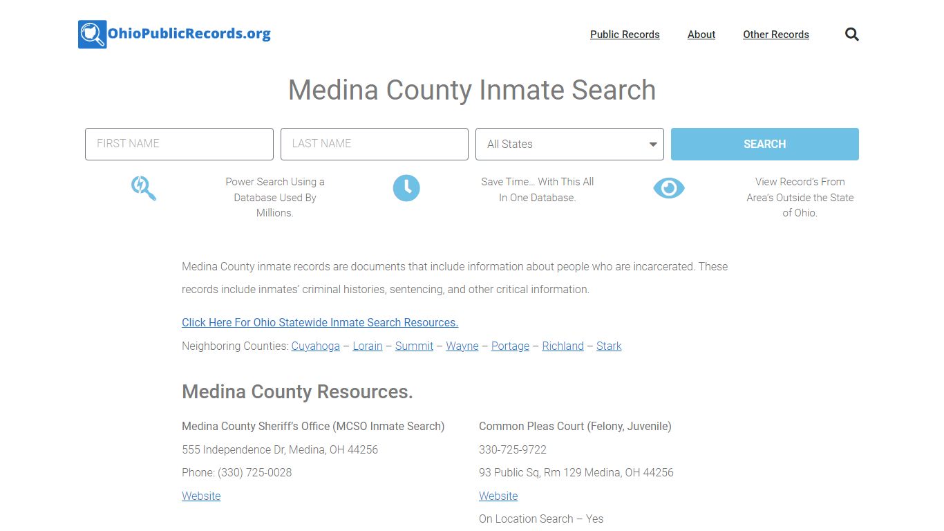 Medina County Inmate Search - MCSO Current & Past Jail Records
